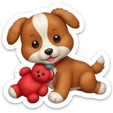 Dog playing with a stuffed animal sticker