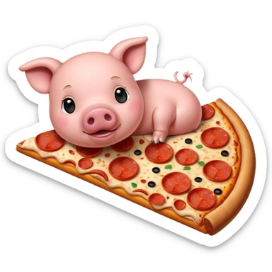 Pig eating pizza sticker