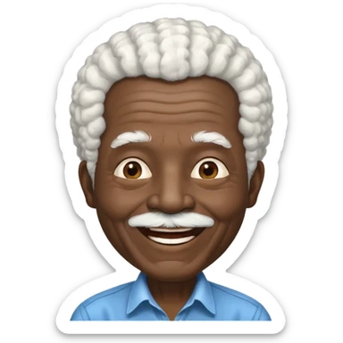 old man with white afro hair and black skin sticker