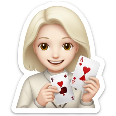 Smile face with a card in his hand and powder front of him sticker