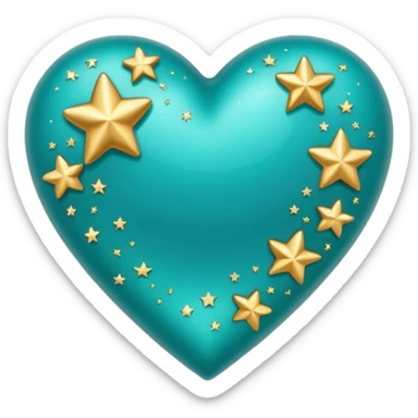 Teal heart with little stars sticker