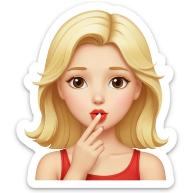 Blonde girl blowing kiss sticker