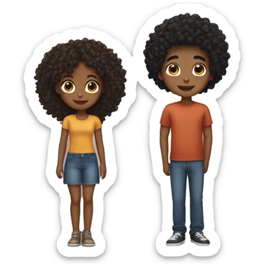 Couple boy with black hair and brown girl with curly hair  sticker