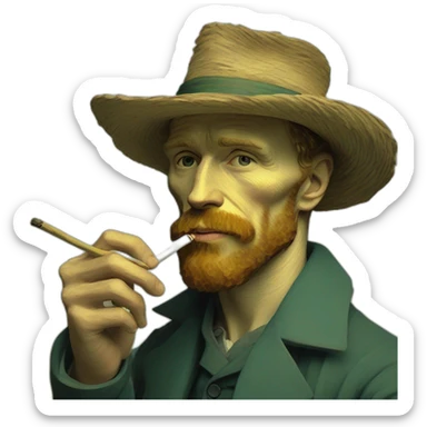 Vincent Van Gogh in 2023 chilling with a joint in hand with the boys sticker