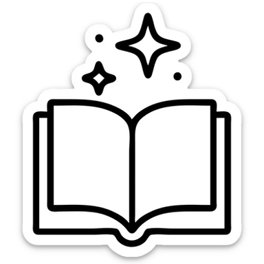 open wizard book with sparkles, icon style sticker