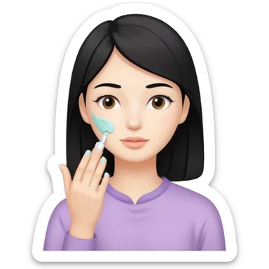 cute black hair pastel colors skin care sticker