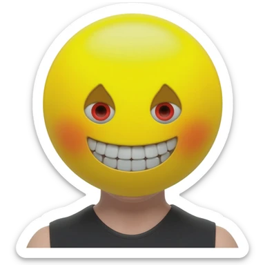 Red Eyes, yellow emoji, spari in Eyes big teeth. Swag sticker