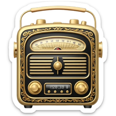 black and gold radio sticker
