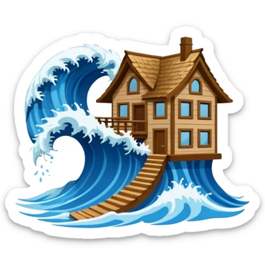 TSUNAMI DESTRUYENDO UNA CASA sticker