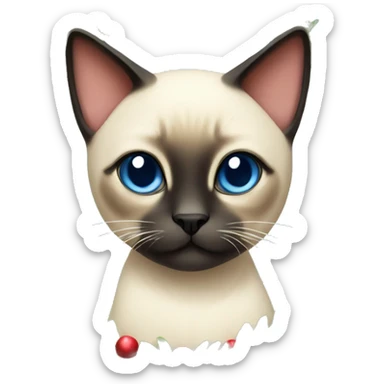 cute siamese cat with christmas garland sticker
