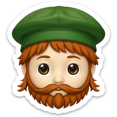 Gnomo con tratti asiatici, capelli ricci scuri, occhi marroni, cappello verde sticker