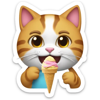 cat eating ice cream sticker