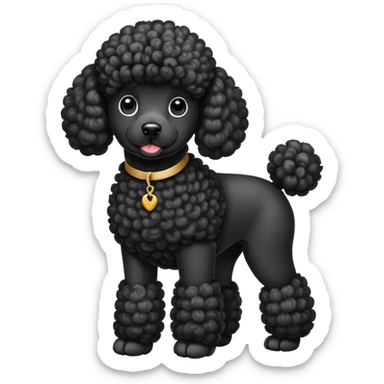 elegant black french poodle with curly fur sticker