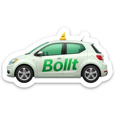 white car, side view, with 'Bolt' written in green on the door sticker