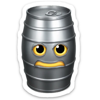 metal beer keg with x eyes sticker