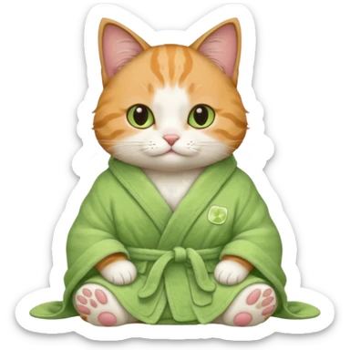 I want a CAT whit a macha on her paw and i want her to ne wearing a bath rope sticker