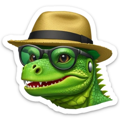 capitalist iguana head with black reflex sunglasses and hat smiling sarcastically sticker