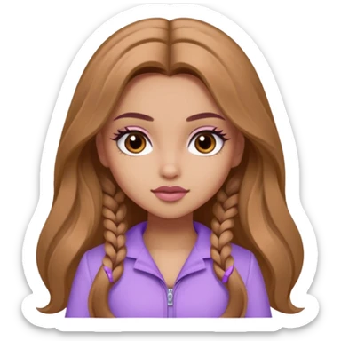 Bratz Yasmin light brown long hair brown eyes, Lilac outfit sticker