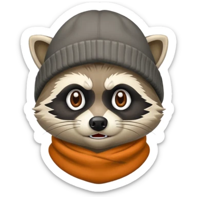 Angry Raccoon bandit with beanie hat sticker