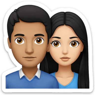 A brown man with black hair black eyes and woman with long black hair black eyes sticker