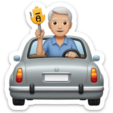 My grandfather is pulling a rear car sticker