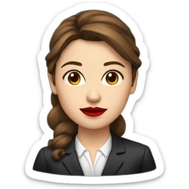 brown hair and red lips young female lawyer sticker