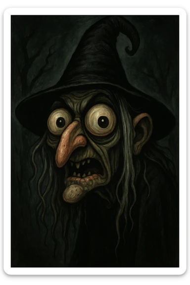 ugly witch with a big nose and big eyes, distinct style 8 sticker