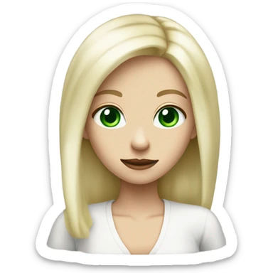 pale blonde platinum girl with green eyes makes gesture don’t know sticker