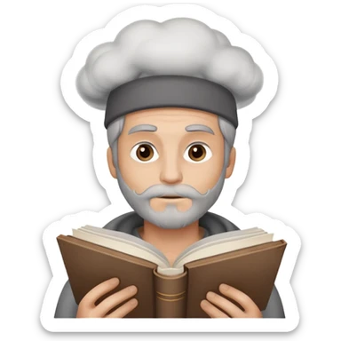 guy learning wirh a book with smoke over his head sticker