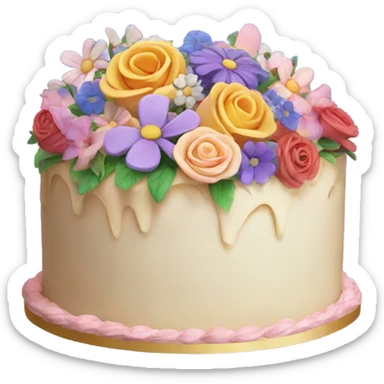 Cake with flowers on it sticker