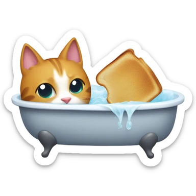 Cat taking a toaster bath  sticker