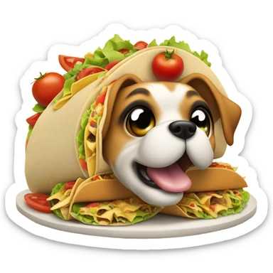 a dog eating five tacos sticker