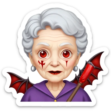 A granny with a bloody bat sticker