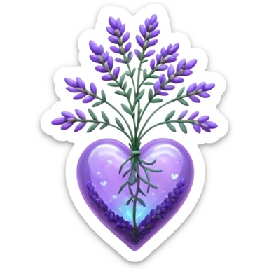 create a holographic lavender plant that wraps around a lavender colored heart sticker
