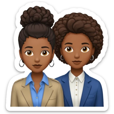 Black lesbian couple with one masculine with short hair and one feminine with long hair in stylish clothes  sticker