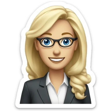 Corporate blonde boss lady with glasses happy blue eyes talking on a phone  sticker