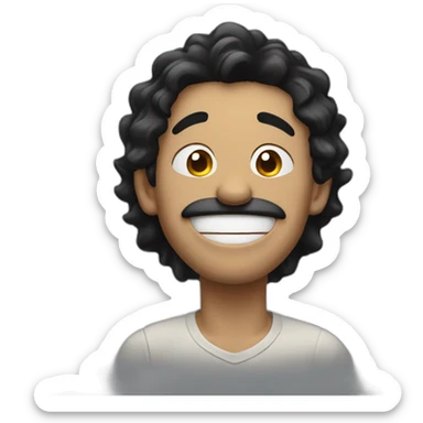 white man with black hair laughing with tears bursting of his eyes sticker