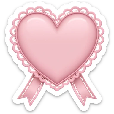 cute baby pink colored heart with lace trimming and with a lace ribbon in the front, on the top left, tilted a bit sticker