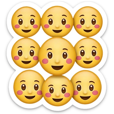 Round face emoji sticker pack with the following emotions: 😁- față radioasă cu ochi zâmbitori sticker