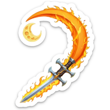 sword fire moon sticker
