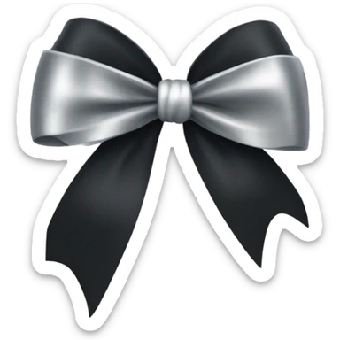 black bow with a silver heart bow in the center sticker
