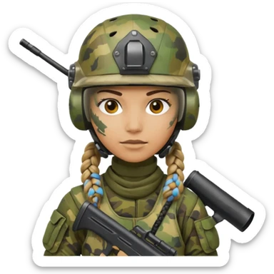 paintball player with geared face braided hair sticker
