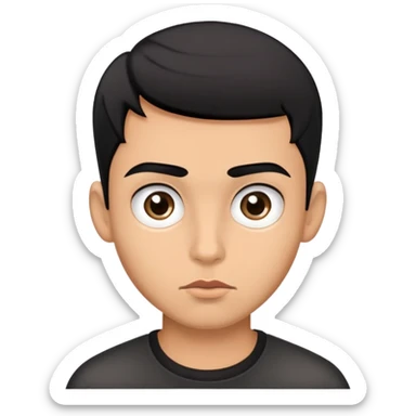 young man with modern black haircut, big eyes, medium lips, big eyebrows sticker