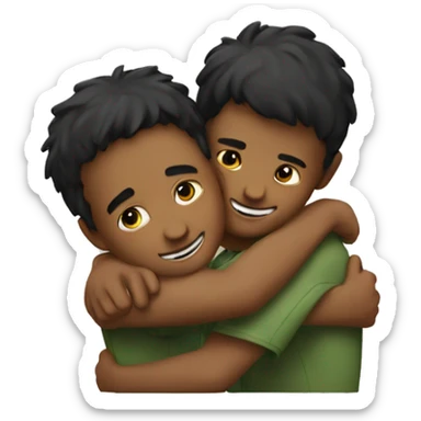 Two boys hug each other sticker