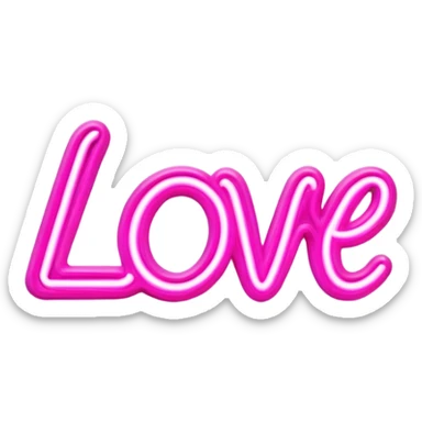 Pink neon sign with the word love sticker