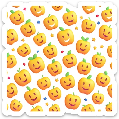 Create a small pile of fewer than 10 various 3D style Apple-type emojis inspired by the provided image, including smiley faces, hearts, and stars, without any background. sticker