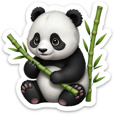 cute panda holding bamboo sticker