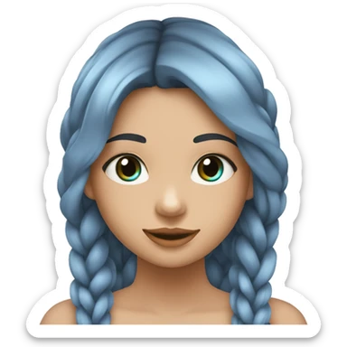 chica de ojos azules con trenzas largas color gris sticker
