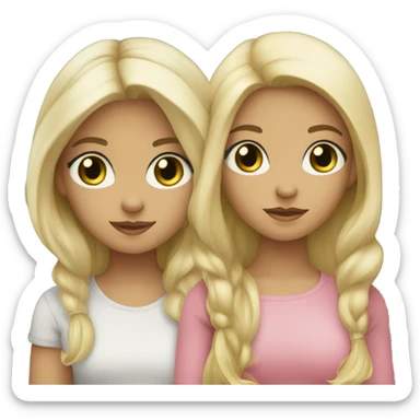 two girls together: one with dark hair and dark eyes, the other with blonde hair and green eyes sticker