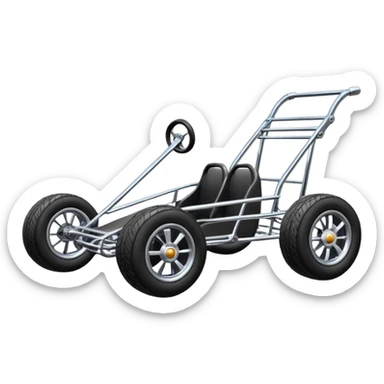 Race car whose frame and suspension is made of shopping cart material  sticker